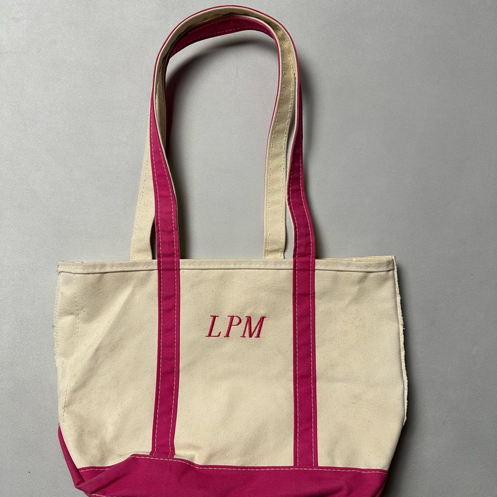 Ll bean Pink and Cream Tote Bag